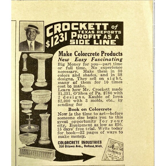 Colorcrete Industries "Make Colorcete Products as Sideline" VTG Print Ad 1931 - Picture 1 of 3